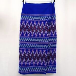 Midi Blanket Skirt Zig Zag Chevron Tribal Aztec Mexican Ethnic Vintage Bright 12